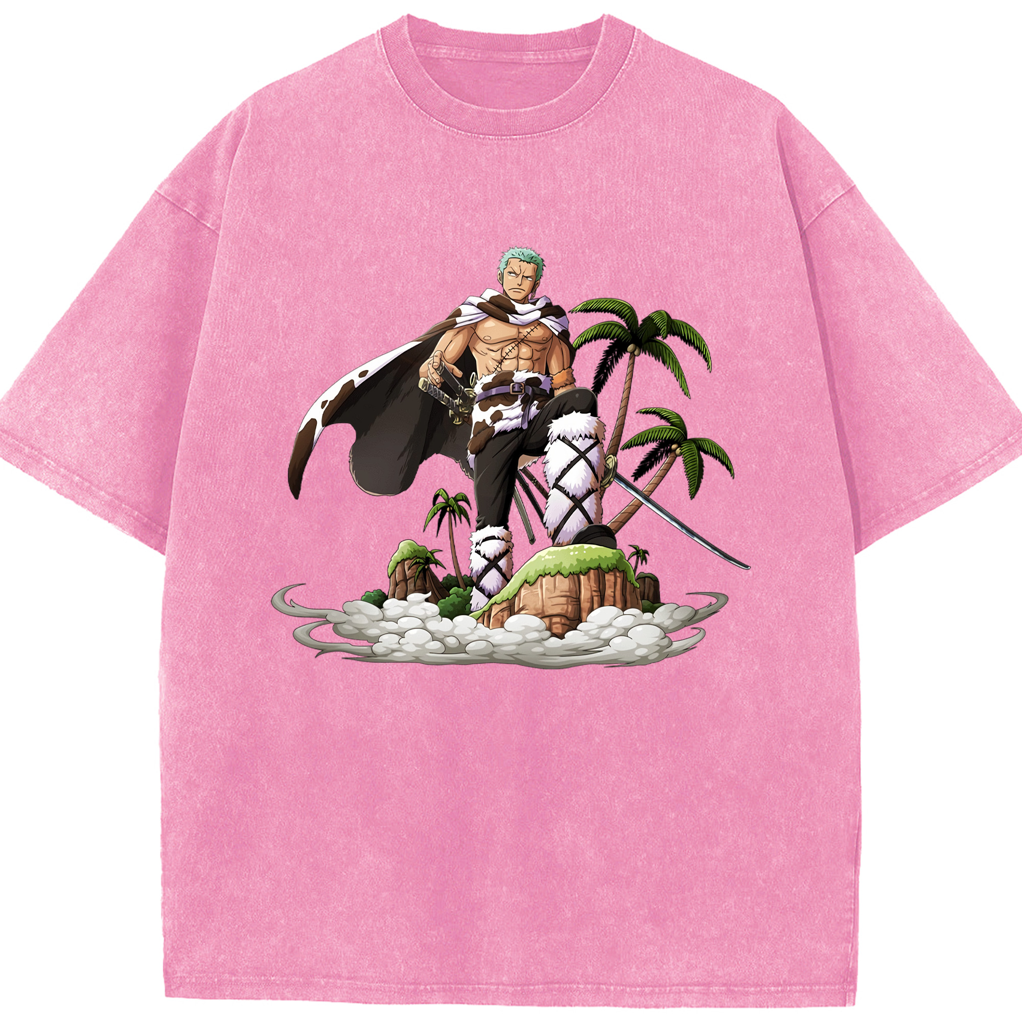 ワンピース ロロノア・ゾロ ONE PIECE Roronoa Zoro 綿100% ヴィンテージ風 半袖Tシャツ（フロントプリント）